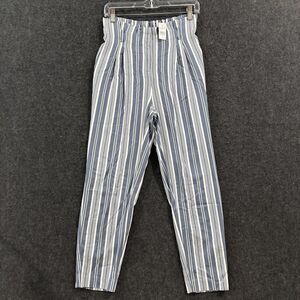 LOFT Pants Women's Small Blue White Vertical Striped High Rise Tapered Leg